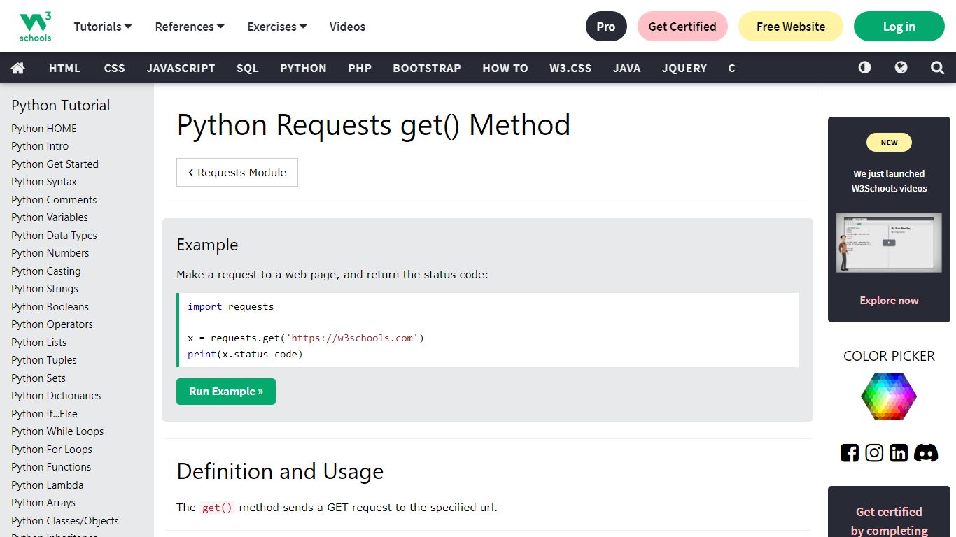 Python Requests get Method - W3Schools