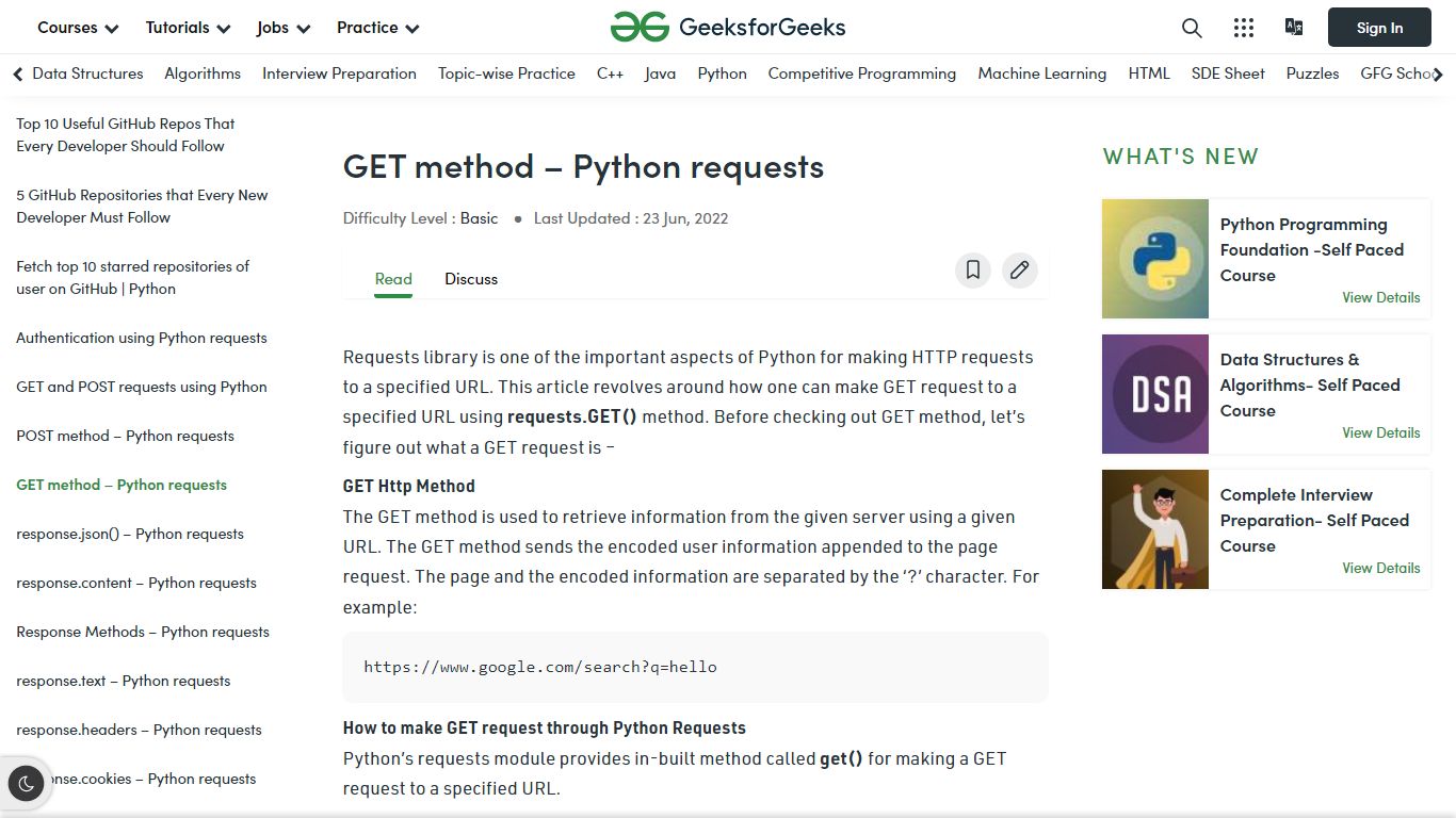 GET method - Python requests - GeeksforGeeks