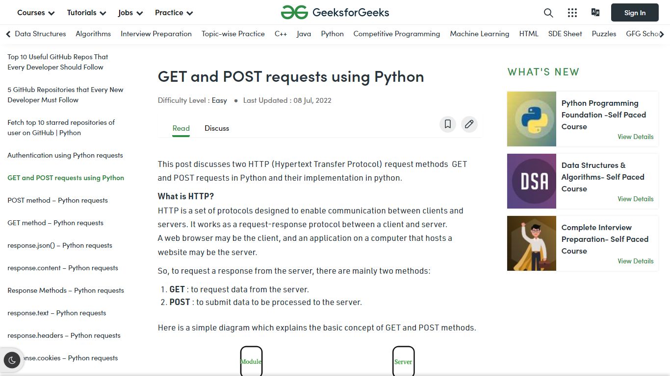 GET and POST requests using Python - GeeksforGeeks
